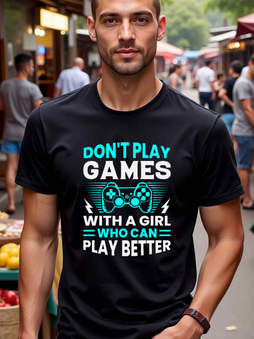 natee local warehouse clearance Game On: Don't Play Games with a Girl Who Can Play Better, man's T-Shirt,100% Cotton Fabric,Crew Neck,Short Sleeve,Regular Fit,All-Season Casual Wear,180gsm-Ideal for All Saints' Day Thanksgiving Day,