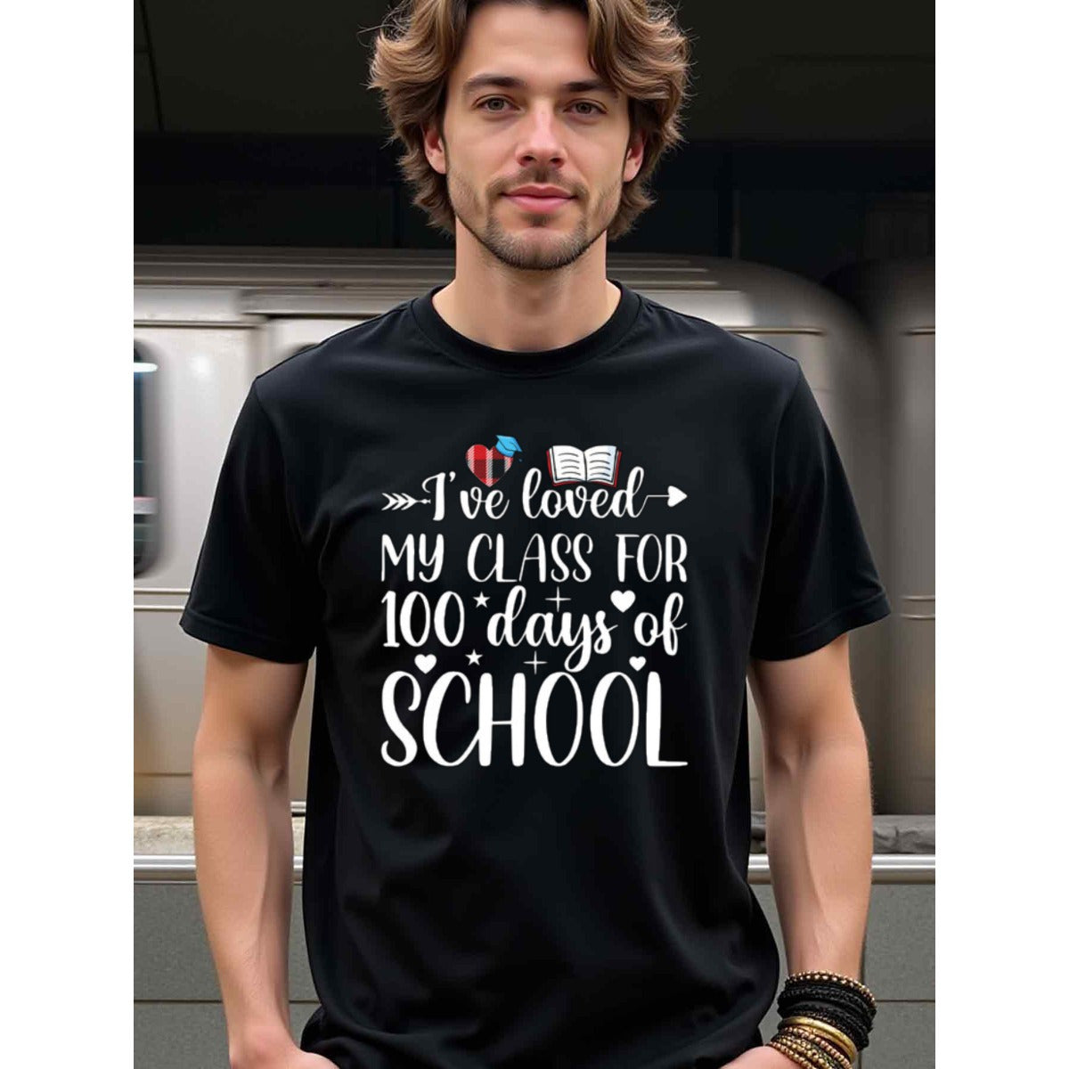 natee local warehouse clearance 100 Days of School Teacher Appreciation T-shirt, 男t, 男t