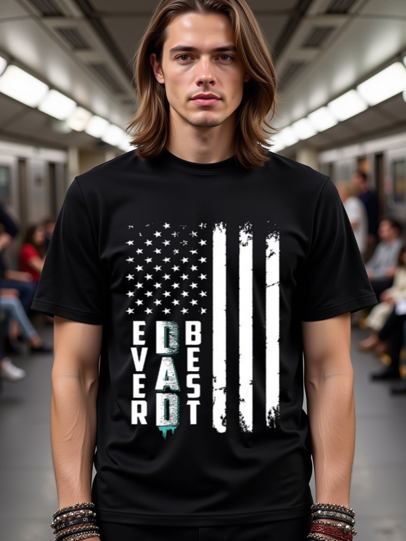 natee local warehouse clearance American Pride: Best Dad Ever Flag T-shirt, 男t, 男t