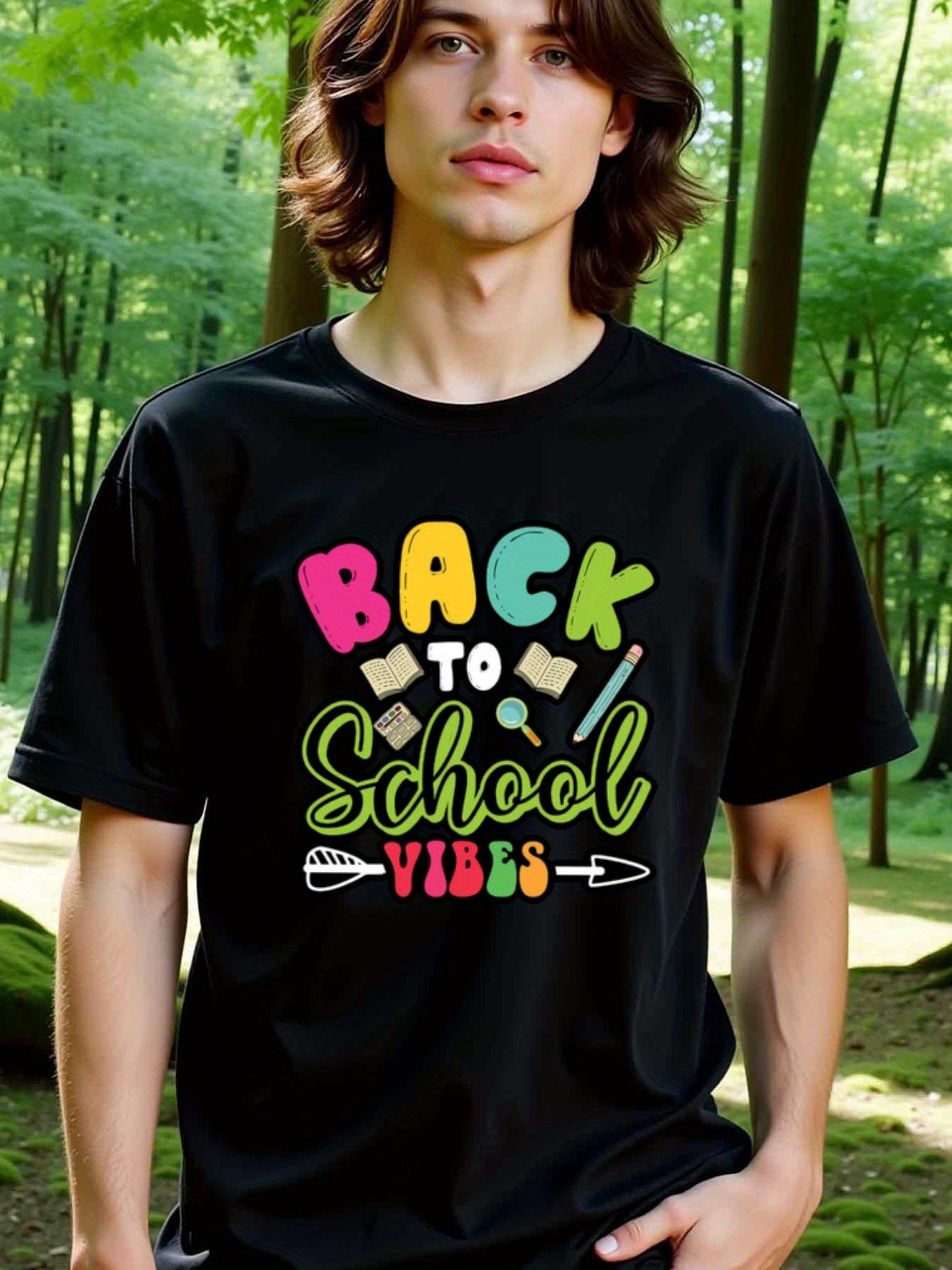 natee local warehouse clearance Back to School Vibes: Colorful Teacher & Student T-shirt, 100% Cotton Fabric,Crew Neck,Short Sleeve,Regular Fit,All-season casual wear for man and teens-perfect for running, hiking, the beach, and parties Christian festival