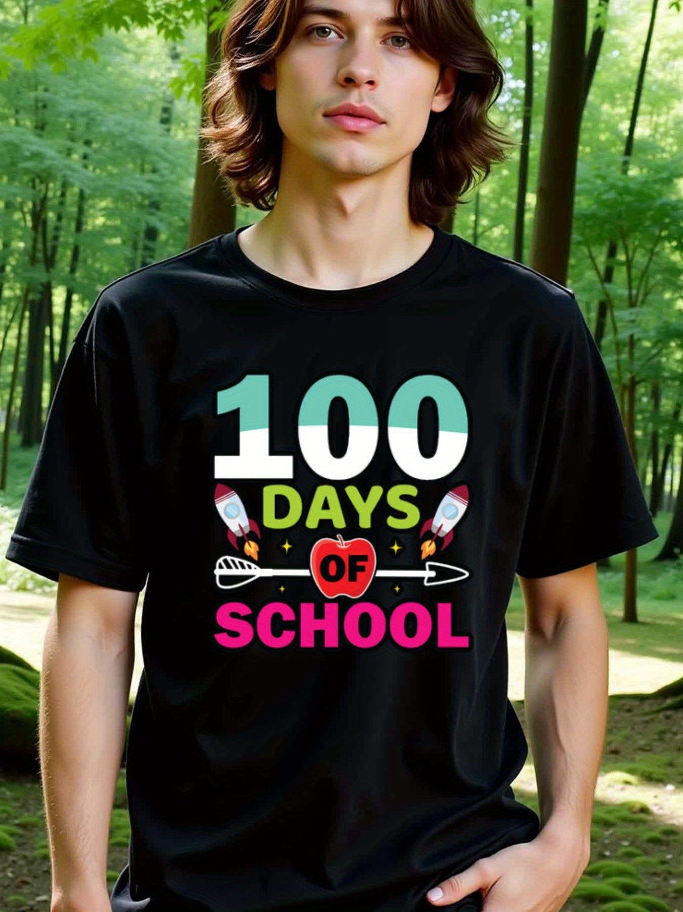 natee local warehouse clearance 100 Days of School Celebration T-shirt, 男t