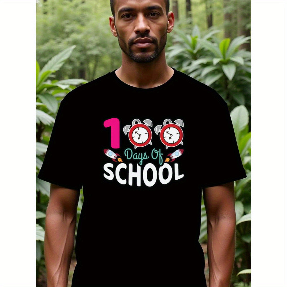 natee local warehouse clearance 100 Days of School Celebration T-shirt, 男t, 男t