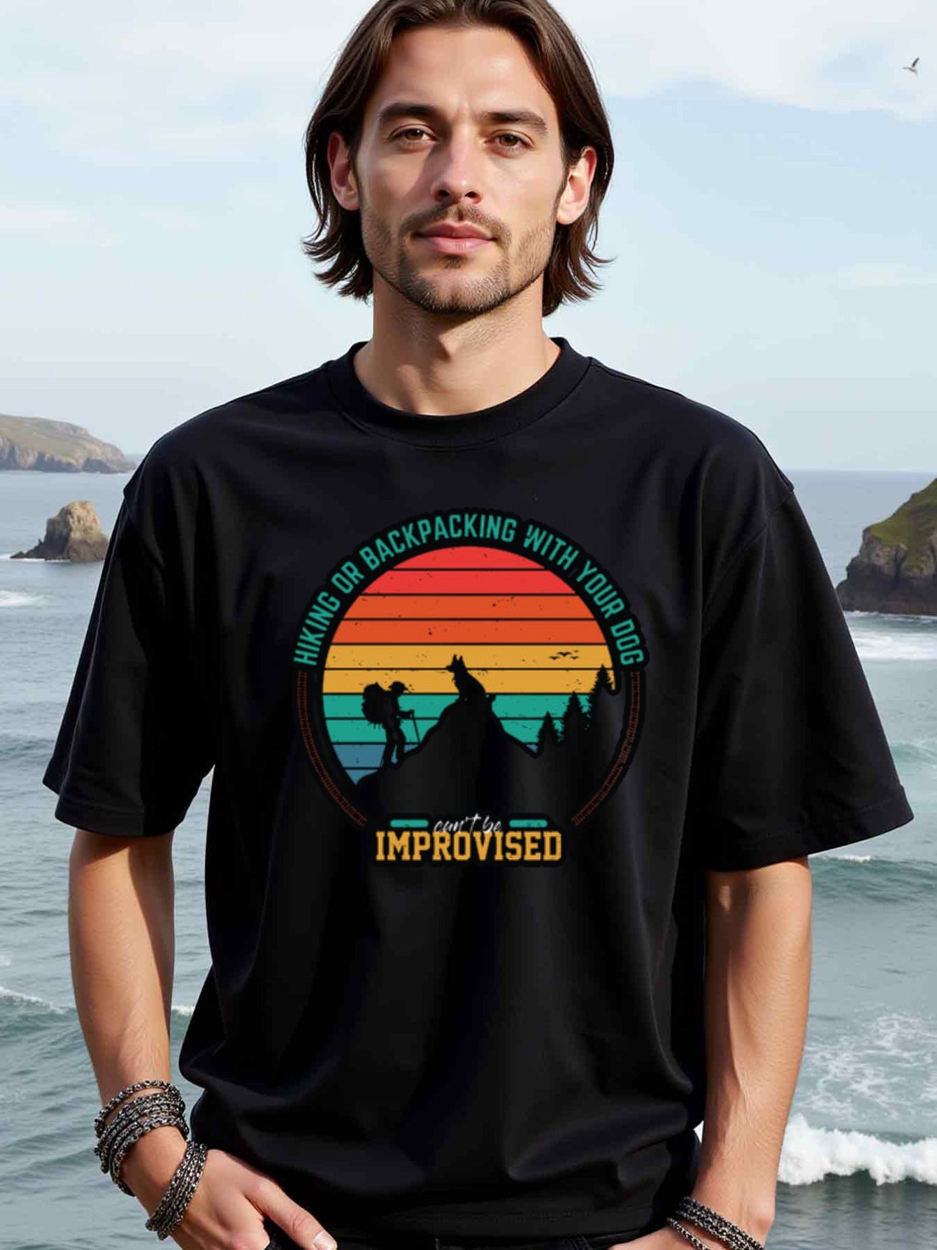 natee local warehouse clearance Adventure Awaits: Hiking & Backpacking with Your Dog T-shirt, 100% Cotton Fabric,Crew Neck,Short Sleeve,Regular Fit,All-season casual wear for man and teens-perfect for running, hiking, the beach, and parties Christian fest