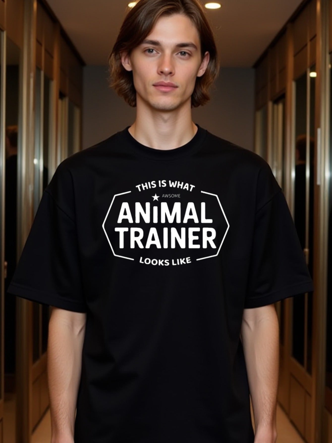 natee local warehouse clearance Awesome Animal Trainer: Bold Statement T-shirt, man's T-Shirt,100% Cotton Fabric,Crew Neck,Short Sleeve,Regular Fit,All-Season Casual Wear,180gsm-Ideal for All Saints' Day Thanksgiving Day,