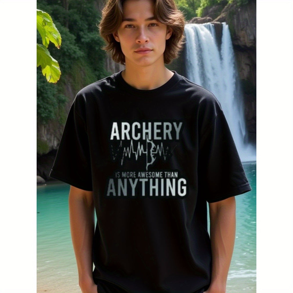 natee local warehouse clearance Archery Enthusiast's Pride: Archery Is More Awesome Than Anything Tee, 100% Cotton Fabric,Crew Neck,Regular Fit,Weekend Casual Wear,180gsm Family Friends Christian festival Thanksgiving Day, 男t