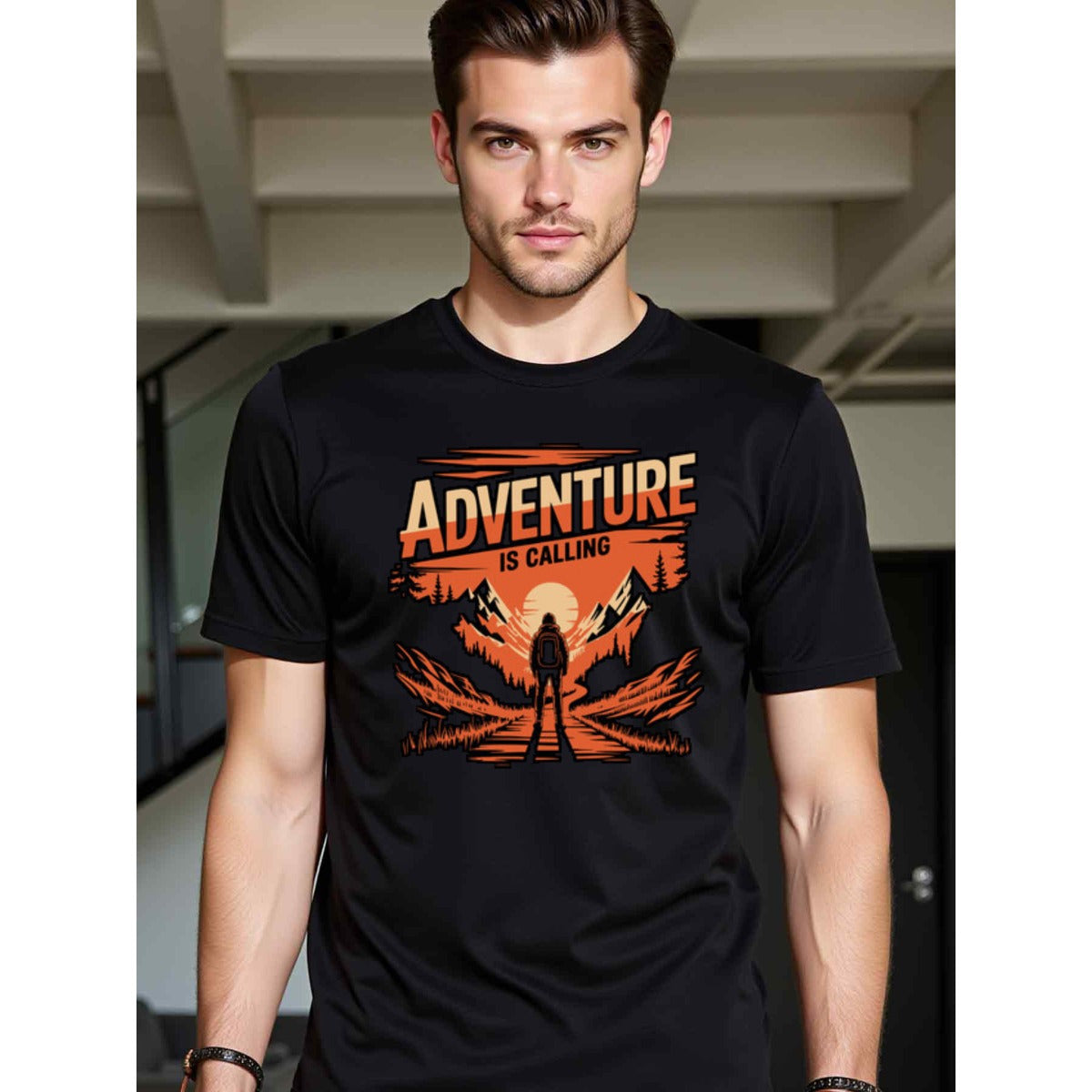 natee local warehouse clearance Adventure Calling: Hiking and Outdoor Explorer T-shirt, man's T-Shirt,100% Cotton Fabric,Crew Neck,Short Sleeve,Regular Fit,All-Season Casual Wear,180gsm-Ideal for Valentines Christian festival Thanksgiving Day, 男t