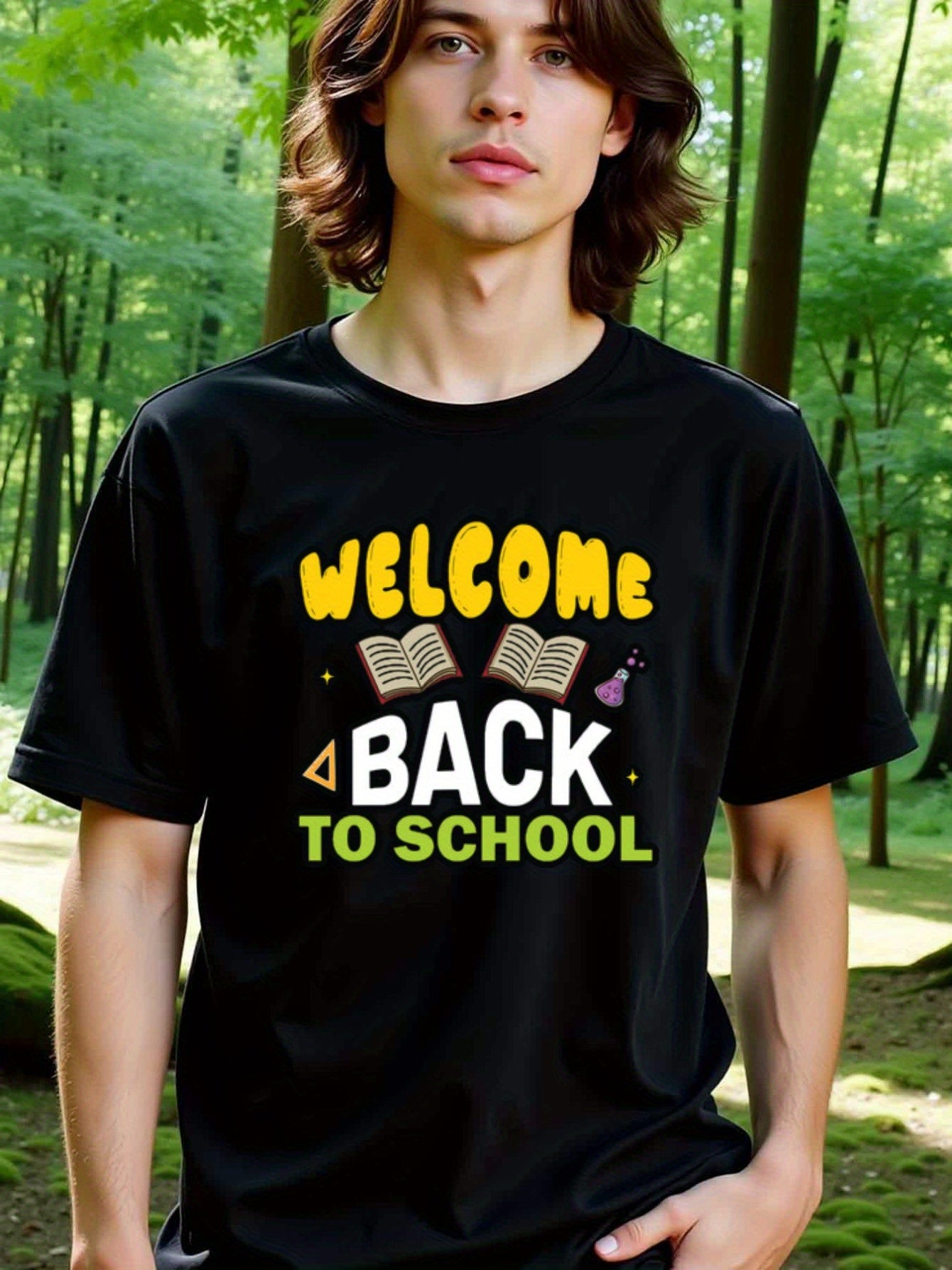 natee local warehouse clearance Back to School Welcome T-shirt for Students & Teachers, man's T-Shirt,100% Cotton Fabric,Crew Neck,Short Sleeve,Regular Fit,All-Season Casual Wear,180gsm-Ideal for All Saints' Day Thanksgiving Day, 男t