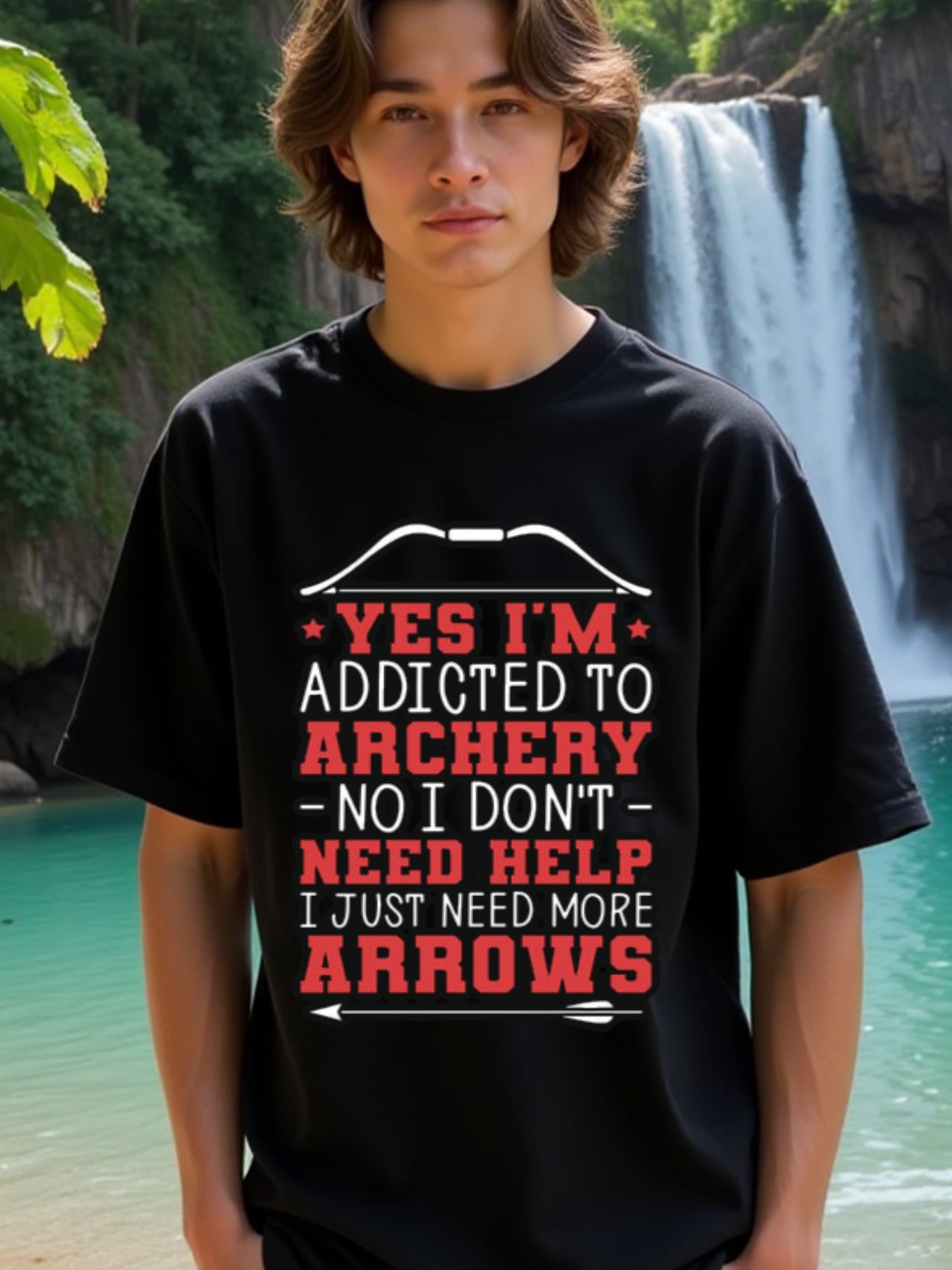 natee local warehouse clearance Archery Enthusiast's Tee: Addicted to Arrows, man's T-Shirt,100% Cotton Fabric,Crew Neck,Short Sleeve,Regular Fit,All-Season Casual Wear,180gsm-Ideal for All Saints' Day Thanksgiving Day, 男t