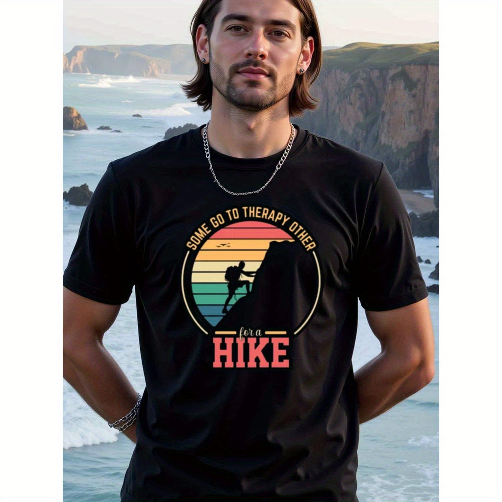 natee local warehouse clearance Adventure Therapy: Hiking T-shirt for Outdoor Enthusiasts, man's T-Shirt,100% Cotton Fabric,Crew Neck,Short Sleeve,Regular Fit,All-Season Casual Wear,180gsm-Ideal for Valentines Christian festival Thanksgiving Day, 男t