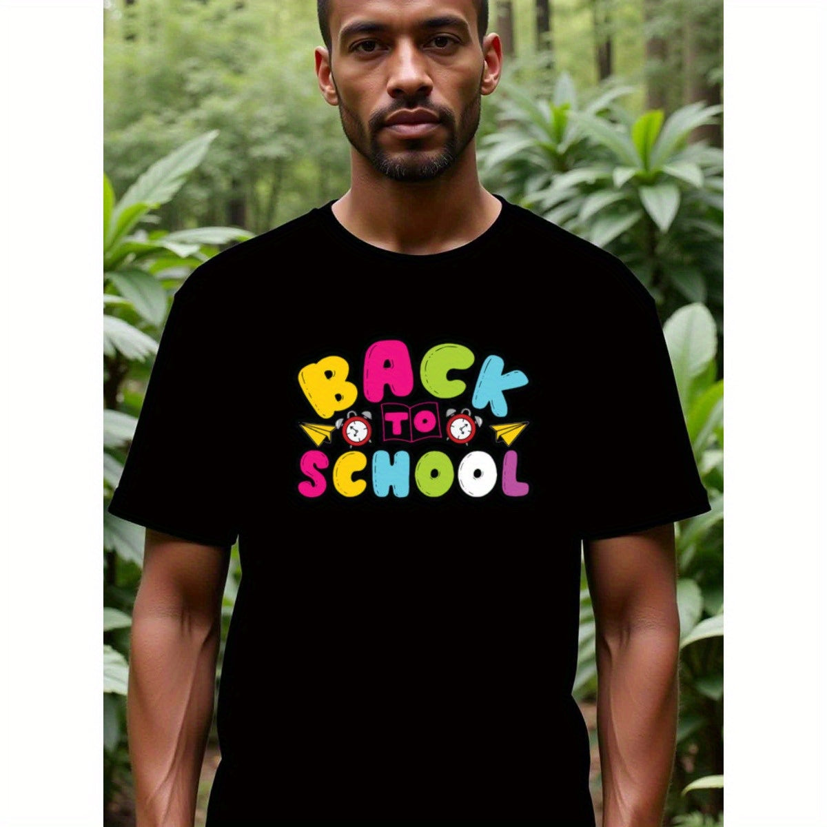 natee local warehouse clearance Back to School Fun Graphic Tee, man's T-Shirt,100% Cotton Fabric,Crew Neck,Short Sleeve,Regular Fit,All-Season Casual Wear,180gsm-Ideal for Valentines Christian festival Thanksgiving Day, 男t
