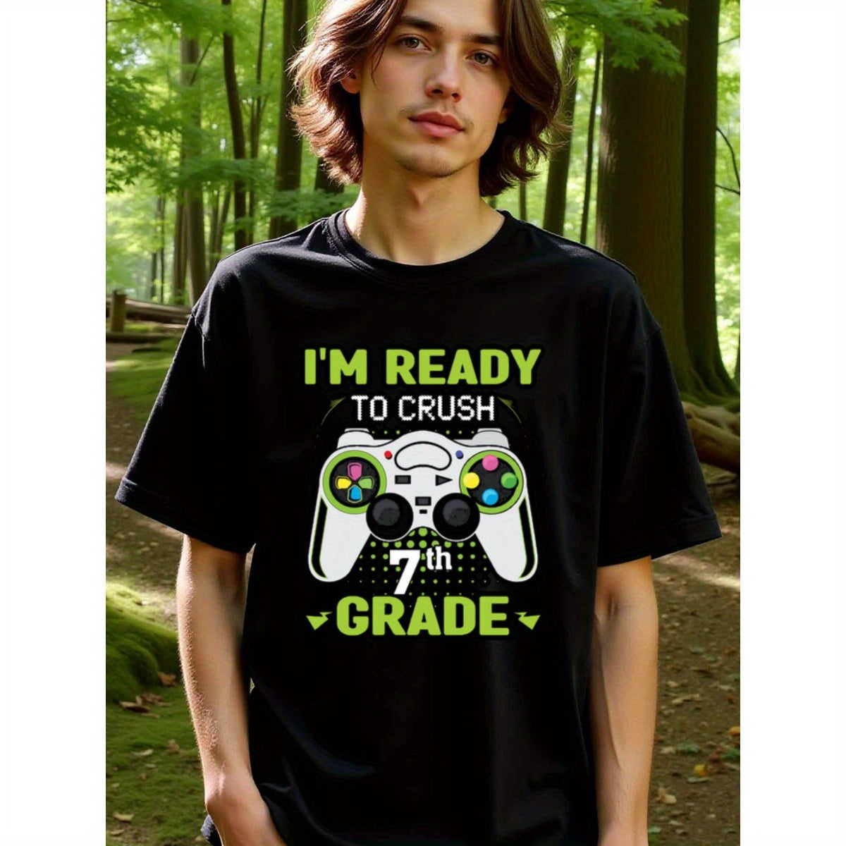 natee local warehouse clearance Back-to-school Gamer: Crush 7th Grade T-shirt, 100% Cotton Fabric,Crew Neck,Short Sleeve,Regular Fit,All-season casual wear for man and teens-perfect for running, hiking, the beach, and parties Christian festival Thanksgivi