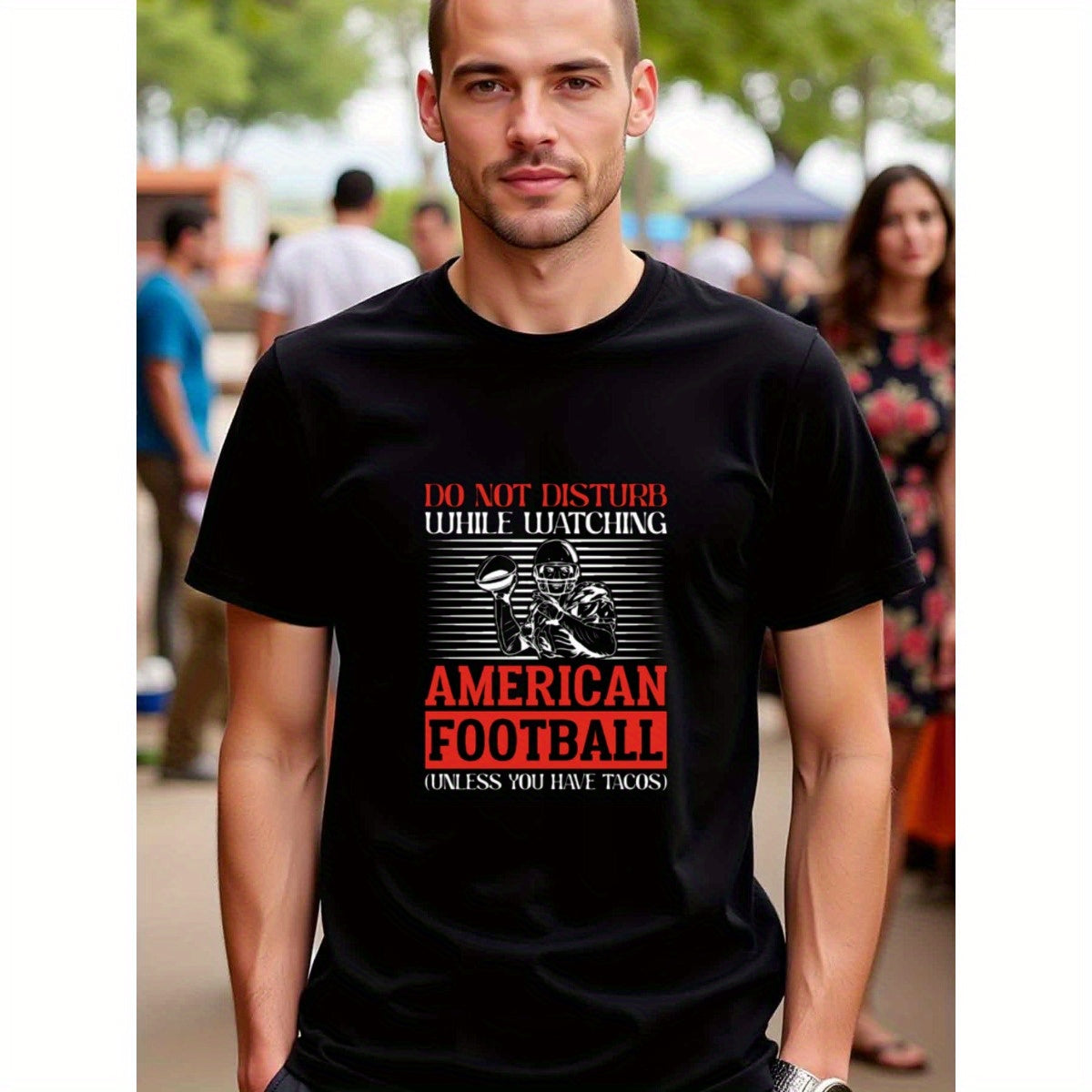natee local warehouse clearance American Football Fan T-shirt: Do Not Disturb (unless You Have Tacos), man's T-Shirt,100% Cotton Fabric,Crew Neck,Short Sleeve,Regular Fit,All-Season Casual Wear,180gsm-Ideal For Summer Holiday Gift,